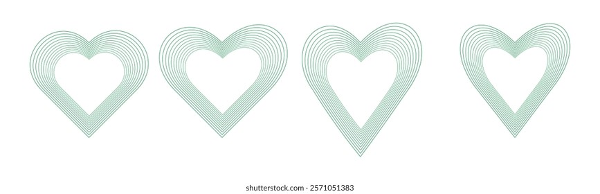 Love heart vector, heart symbols, white background, shape icons, stylish Green