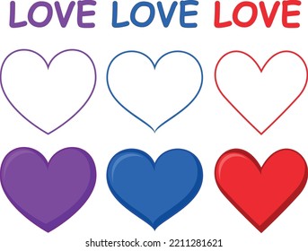 vectores de corazón de amor, vector de corazón violento, vector de corazón azul