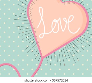 love heart vintage style with hand writing love background vector illustration