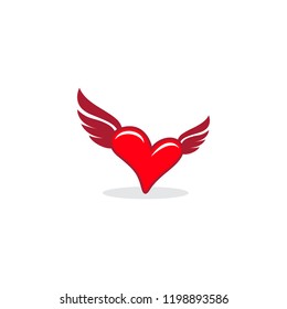 love heart wing freedom vector logo
