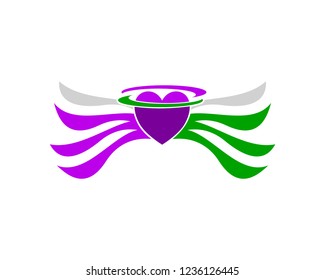 love heart wing freedom vector logo