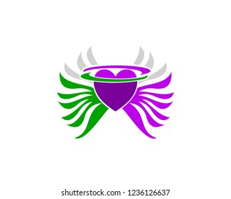 love heart wing freedom vector logo