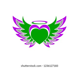 love heart wing freedom vector logo