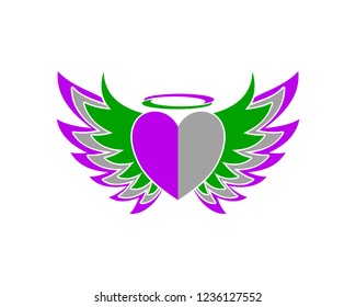 love heart wing freedom vector logo