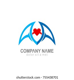 love heart wing vector logo