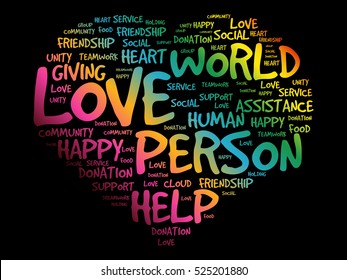 Love heart word cloud concept, Word collage, emotion, marriage,valentine, desire and friendship