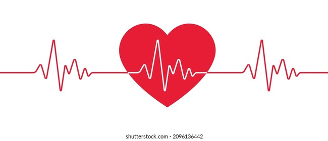 Love heartbeat line background, Pulse trace, ECG or EKG Cardiograph symbol for Healthy and Medical Analysis