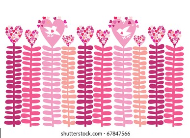 Love Heart-floral background, vector.