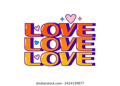 Love with Hearth Shaped y2k Sticker Design