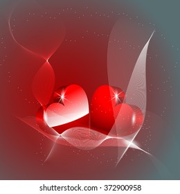 Love Hearts 3D Background Vector