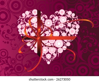 Love hearts with a beautiful. All elements and textures are individual objects. Vector illustration scale to any size.