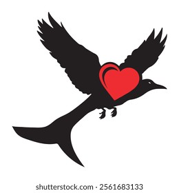 love hearts birds flying sky black clour