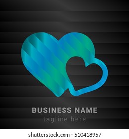 Love hearts Blue,Green and Black silk fashion premium icon / Logo