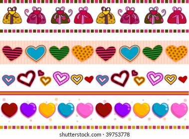 Love / Hearts Border Set - Vector