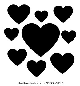 Love hearts, A collection of love hearts, there are small love hearts surrounding a large heart in the center.