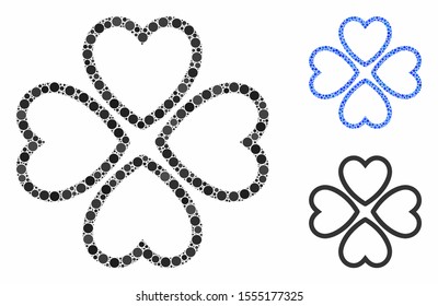 Love hearts composition of round dots in various sizes and color tinges, based on love hearts icon. Vector round dots are combined into blue illustration.