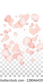 Love Hearts Confetti Falling Background. San Valentin Day pattern Design Element. Vector Illustration for Cards, Banners, Posters, Flyers for Wedding, Anniversary, Birthday Party, Sales.