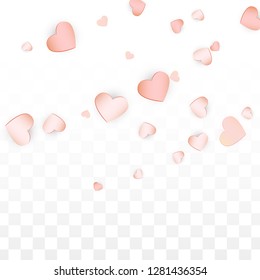 Love Hearts Confetti Falling Background. St. Valentine's Day pattern Wallpaper. Vector Illustration for Cards, Banners, Posters, Flyers for Wedding, Anniversary, Birthday Party, Sales.