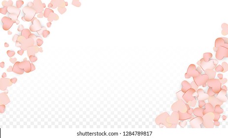 Love Hearts Confetti Falling Background. San Valentin Day pattern Wallpaper. Element of Design for Cards, Banners, Posters, Flyers for Wedding, Anniversary, Birthday Party, Sales.