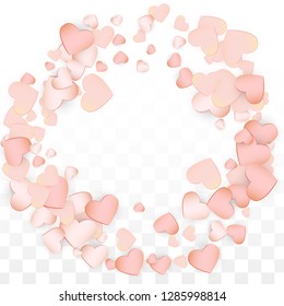 Love Hearts Confetti Falling Background. St. Valentine's Day pattern Wallpaper. Element of Design for Cards, Banners, Posters, Flyers for Wedding, Anniversary, Birthday Party, Sales.