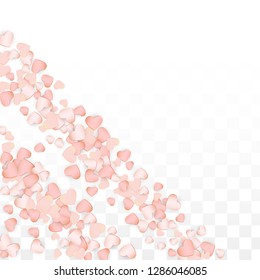 Love Hearts Confetti Falling Background. St. Valentine's Day pattern Texture. Element of Design for Cards, Banners, Posters, Flyers for Wedding, Anniversary, Birthday Party, Sales.