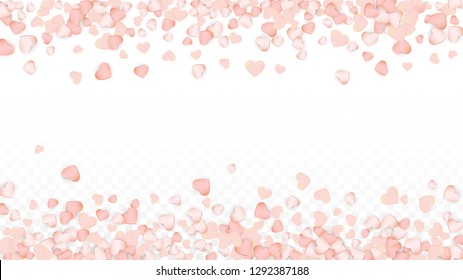 Love Hearts Confetti Falling Background. San Valentin Day pattern Design Element. Vector Illustration for Cards, Banners, Posters, Flyers for Wedding, Anniversary, Birthday Party, Sales.