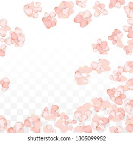 Love Hearts Confetti Falling Background. St. Valentine's Day pattern Romantic Scattered Hearts. Element of Design for Cards, Banners, Posters, Flyers for Wedding, Anniversary, Birthday Party, Sales.