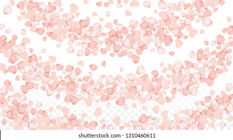 Love Hearts Confetti Falling Background. St. Valentine's Day pattern Wallpaper. Vector Illustration for Cards, Banners, Posters, Flyers for Wedding, Anniversary, Birthday Party, Sales.