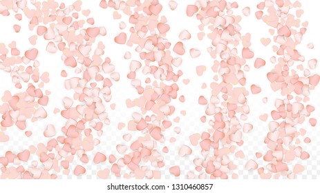 Love Hearts Confetti Falling Background. St. Valentine's Day pattern Texture. Element of Design for Cards, Banners, Posters, Flyers for Wedding, Anniversary, Birthday Party, Sales.
