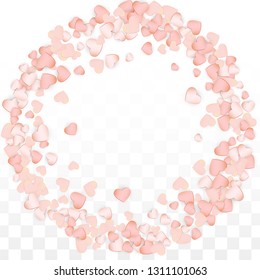 Love Hearts Confetti Falling Background. St. Valentine's Day pattern Texture. Element of Design for Cards, Banners, Posters, Flyers for Wedding, Anniversary, Birthday Party, Sales.
