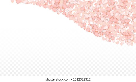 Love Hearts Confetti Falling Background. St. Valentine's Day pattern Texture. Element of Design for Cards, Banners, Posters, Flyers for Wedding, Anniversary, Birthday Party, Sales.