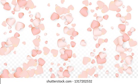 Love Hearts Confetti Falling Background. St. Valentine's Day pattern Texture. Element of Design for Cards, Banners, Posters, Flyers for Wedding, Anniversary, Birthday Party, Sales.