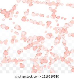 Love Hearts Confetti Falling Background. St. Valentine's Day pattern Design Element. Element of Design for Cards, Banners, Posters, Flyers for Wedding, Anniversary, Birthday Party, Sales.