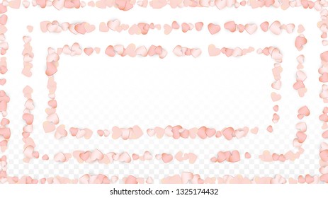 Love Hearts Confetti Falling Background. St. Valentine's Day pattern Texture. Element of Design for Cards, Banners, Posters, Flyers for Wedding, Anniversary, Birthday Party, Sales.