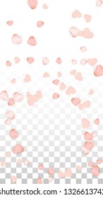 Love Hearts Confetti Falling Background. San Valentin Day pattern Wallpaper. Element of Design for Cards, Banners, Posters, Flyers for Wedding, Anniversary, Birthday Party, Sales.