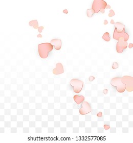 Love Hearts Confetti Falling Background. San Valentin Day pattern Romantic Scattered Hearts. Vector Illustration for Cards, Banners, Posters, Flyers for Wedding, Anniversary, Birthday Party, Sales.