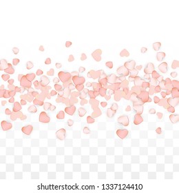 Love Hearts Confetti Falling Background. St. Valentine's Day pattern Design Element. Element of Design for Cards, Banners, Posters, Flyers for Wedding, Anniversary, Birthday Party, Sales.