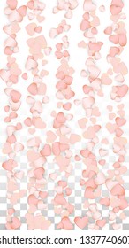 Love Hearts Confetti Falling Background. San Valentin Day pattern Texture. Vector Illustration for Cards, Banners, Posters, Flyers for Wedding, Anniversary, Birthday Party, Sales.