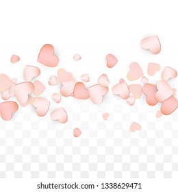 Love Hearts Confetti Falling Background. St. Valentine's Day pattern Wallpaper. Element of Design for Cards, Banners, Posters, Flyers for Wedding, Anniversary, Birthday Party, Sales.
