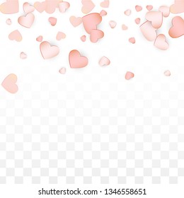 Love Hearts Confetti Falling Background. St. Valentine's Day pattern Wallpaper. Element of Design for Cards, Banners, Posters, Flyers for Wedding, Anniversary, Birthday Party, Sales.