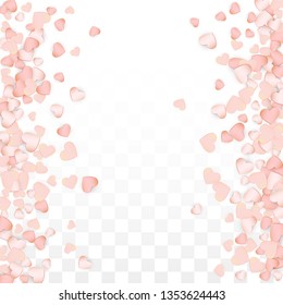 Love Hearts Confetti Falling Background. St. Valentine's Day pattern Texture. Vector Illustration for Cards, Banners, Posters, Flyers for Wedding, Anniversary, Birthday Party, Sales.