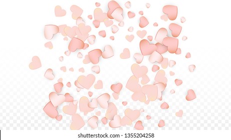Love Hearts Confetti Falling Background. San Valentin Day pattern Wallpaper. Element of Design for Cards, Banners, Posters, Flyers for Wedding, Anniversary, Birthday Party, Sales.