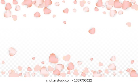 Love Hearts Confetti Falling Background. St. Valentine's Day pattern Texture. Vector Illustration for Cards, Banners, Posters, Flyers for Wedding, Anniversary, Birthday Party, Sales.