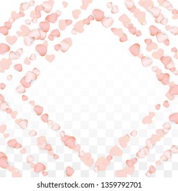 Love Hearts Confetti Falling Background. San Valentin Day pattern Design Element. Vector Illustration for Cards, Banners, Posters, Flyers for Wedding, Anniversary, Birthday Party, Sales.