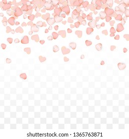 Love Hearts Confetti Falling Background. San Valentin Day pattern Texture. Vector Illustration for Cards, Banners, Posters, Flyers for Wedding, Anniversary, Birthday Party, Sales.