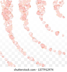 Love Hearts Confetti Falling Background. St. Valentine's Day pattern Texture. Element of Design for Cards, Banners, Posters, Flyers for Wedding, Anniversary, Birthday Party, Sales.