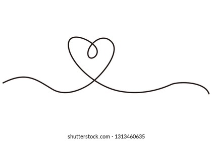 Love with hearts in continuous one line drawing vector