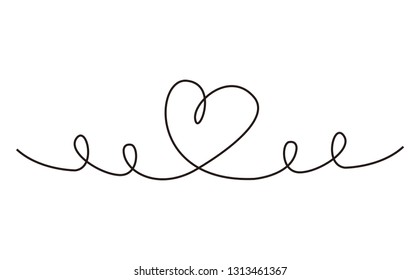 Love with hearts in continuous one line drawing vector