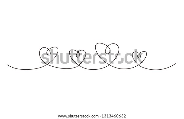 Love Hearts Continuous One Line Drawing Stock Vector (Royalty Free ...