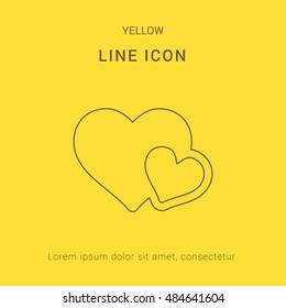 Love hearts Cute yellow thin line icon / logo Design
